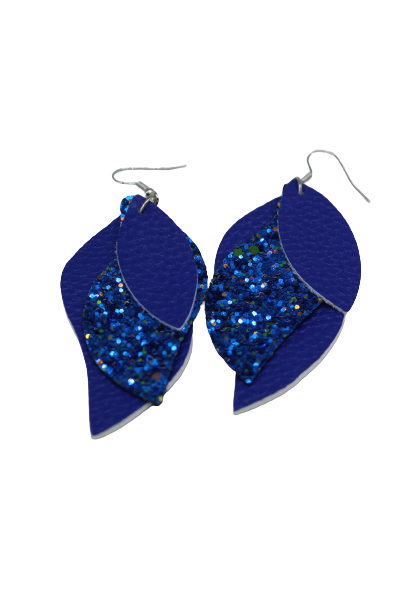 Arete De Hoja Brilloso Diferentes Colores AZUL