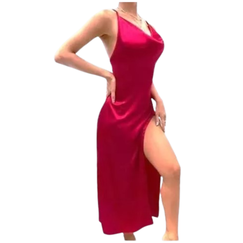 Vestido De Fiesta Largo De Satén Sexy Sin Espalda