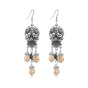 Pendientes O Aretes Góticos Calavera Piedra Blanca Colgante
