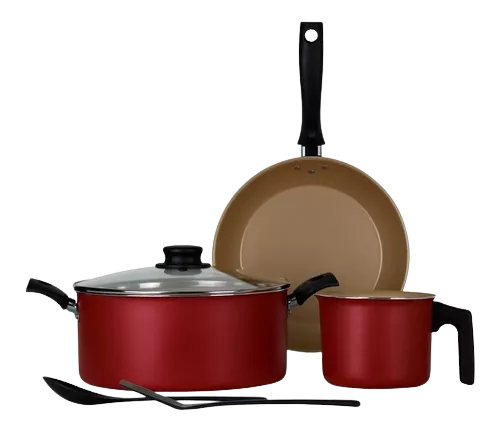 Batería Turim Tramontina 6 Piezas Roja 27899112 Antiadherente