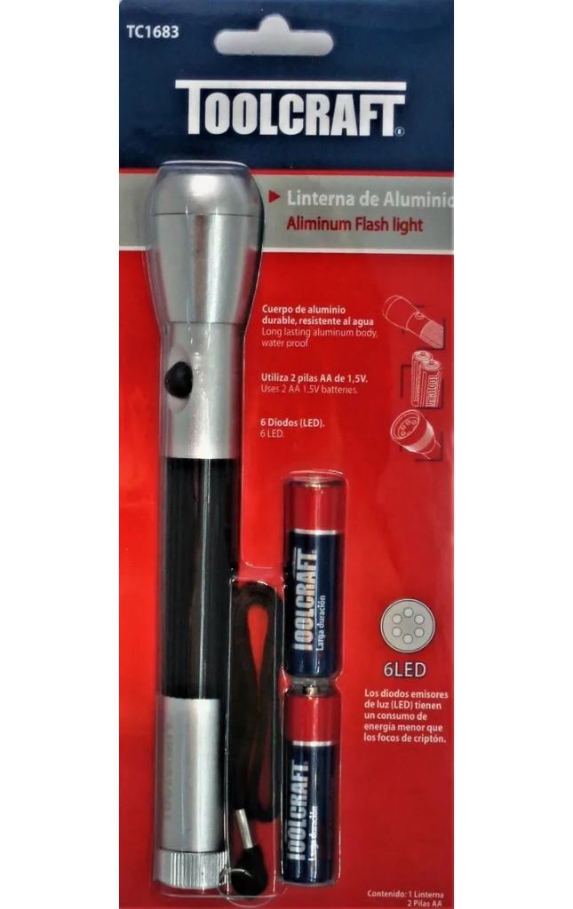 Linterna Toolcraft Tc1683 De Aluminio 6 Led De Pilas