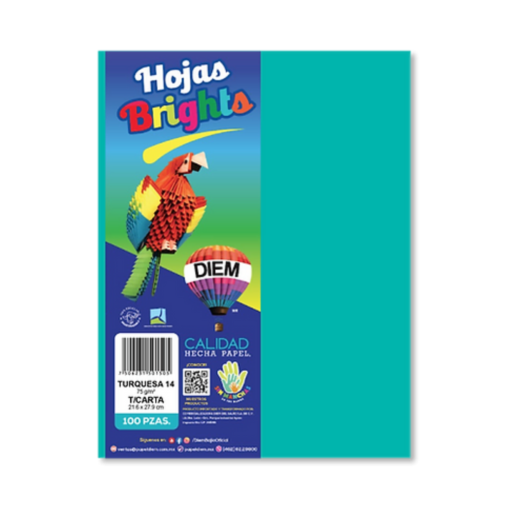 Papel Bright Carta Turquesa Pqt Con 100 Hojas Drop 009