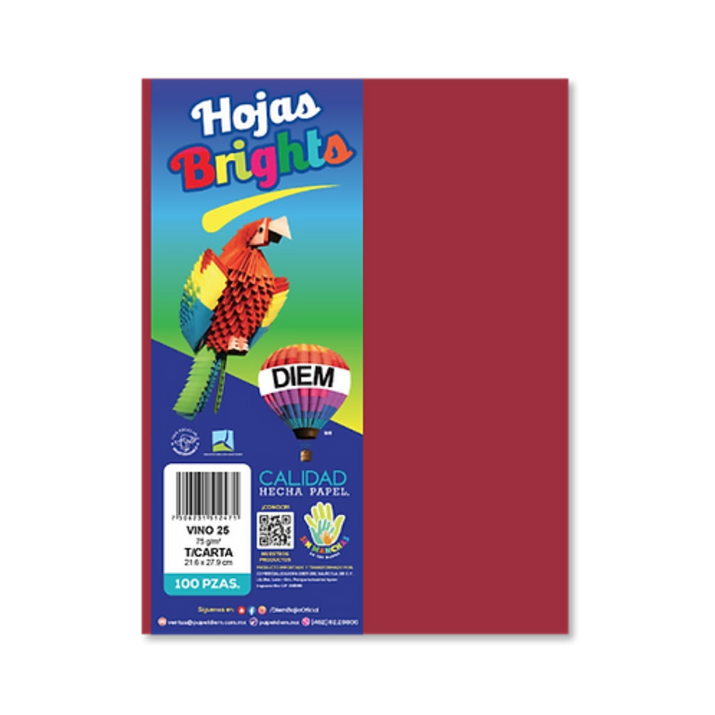 Papel Bright Carta Vino Pqt 100 Hojas Drop 009