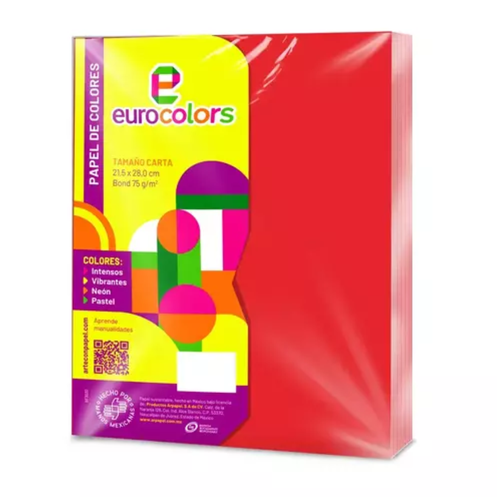 Paquete Papel 100 Hojas Carta Rojo Drop 009