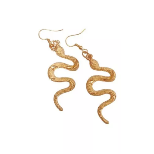 [ATS07] Aretes Largos En Forma De Serpiente Dorados