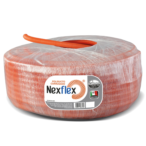 [610PC36OR] Poliducto corrugado NexFlex 3/4" con guia(Naranja) 100 mts