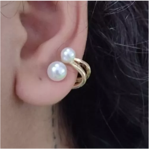 [AretesEnFormaDeU] Aretes En Forma De U Con Dos Perlas Blancas