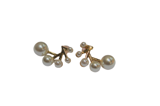 [2045542698] Pendientes Dorados Hermosos con Perlas Blancas