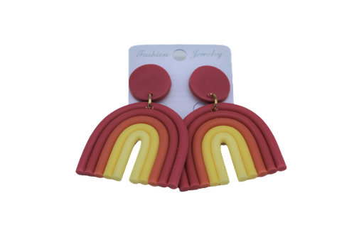 [1550881006] Pendientes Bohemios Arcilla Varios Colores Forma U Par Arete CORAL OSCURO