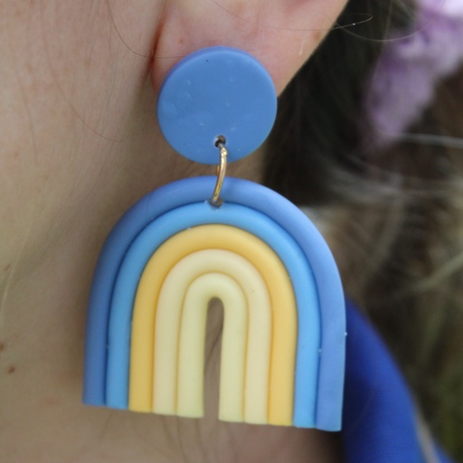 [1550881006] Pendientes Bohemios Arcilla Varios Colores Forma U Par Arete AZUL