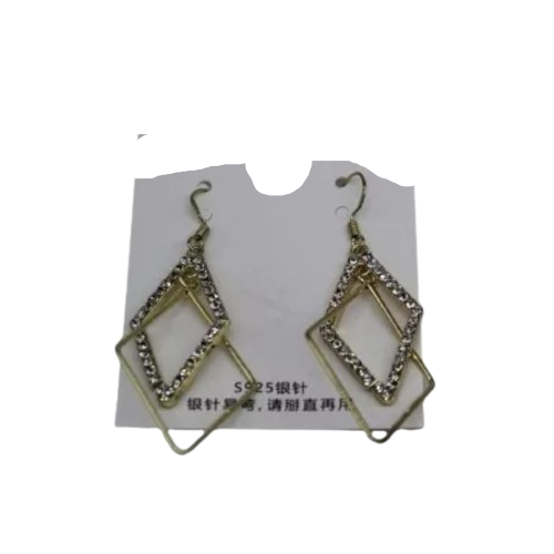 [2050901750] Aretes En Forma De Triangulo con Piedras Blancas