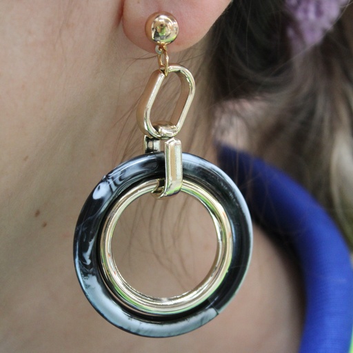 [1870566813] Pendientes O Aretes Aros Fashion Jewelry NEGRO