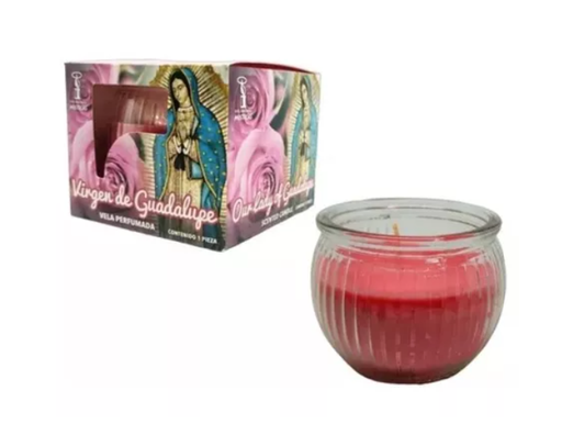 [M0332] Virgen De Guadalupe Roma Rosada Veladora Mistica 0332