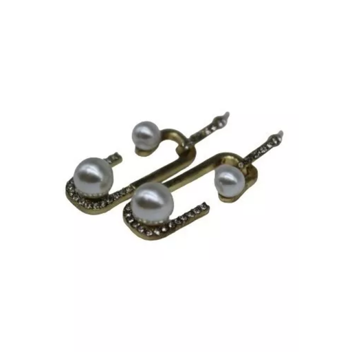 [1880301893] Aretes En Forma De C Con Perlas Y Piedritas Blancas