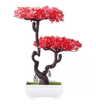 [1796842123] Árbol Bonsai Ji Xiang Shu Artificial Rojo Decoración