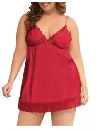 Babydoll De Encaje Color Rojo Liso ! Sexyy!!