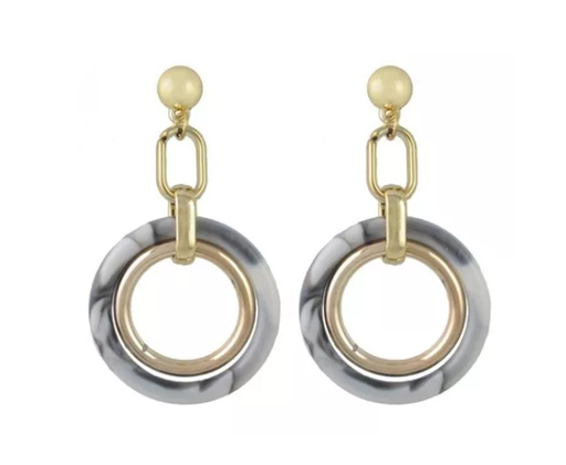 [1769829889] Pendientes O Aretes Colgantes Vintage Doble Circulo