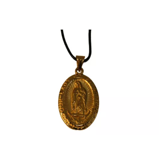[1908706951] Collar Cola De Rata Con Medalla De Virgen De Guadalupe Dorado y Platiado