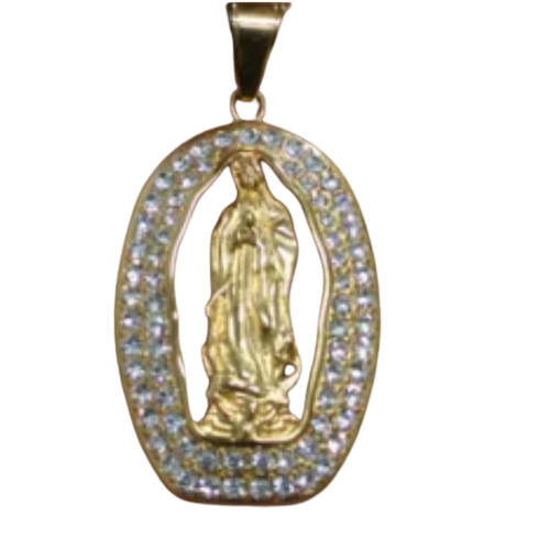 [ZCMD43247] Collar Acero Inoxidable De Virgen De Guadalupe Con Piedras