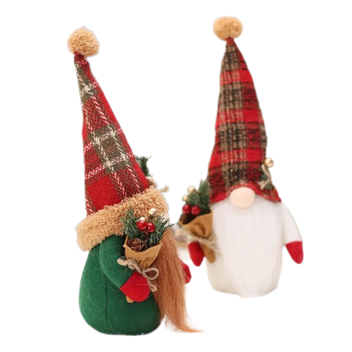 Figuras de osos de cereza de peluche Decoraciones navideñas a cuadros hecho a mano