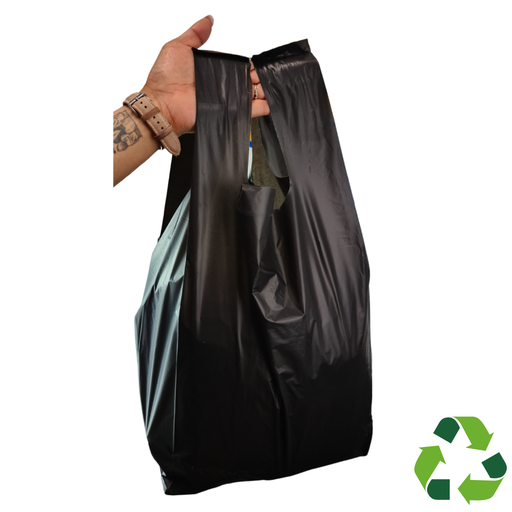 [BOCAMN5026] 1 Kg de Bolsa Polipapel Tipo Camiseta Mediana Negra 50 x 26 cm