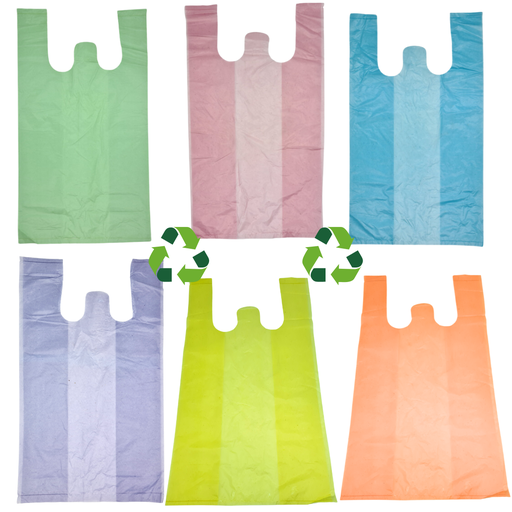 1 Kg de Bolsa Polipapel Tipo Camiseta Chica Colores 43 x 25 cm