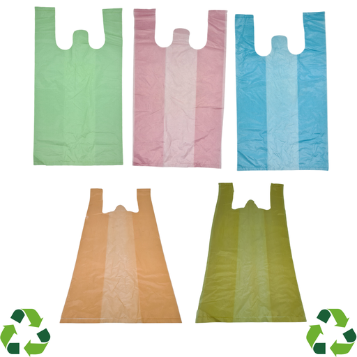 1 Kg de Bolsa Polipapel Tipo Camiseta Mediana Colores 49 x 26 cm