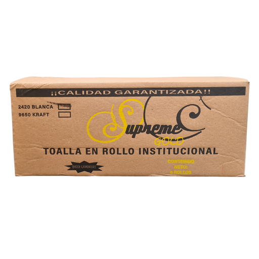 [2420] Toalla Blanca En Rollo Institucional Supreme 6 Rollos Drop