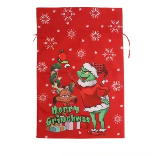 [CONAMERR] Costal Navideño Tipo Morral Para Regalos Merry Grinchmas