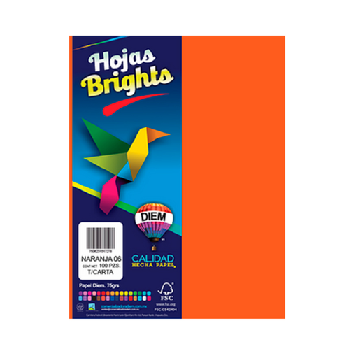 [1422] Papel Bright Carta Naranja Paquete 100 Hojas Drop 009