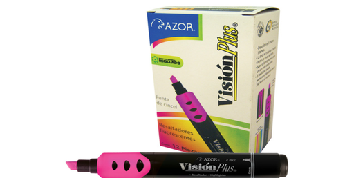 [542] Marcador Resaltador Plus Grueso 12 Pzas Color Rosa Drop 009