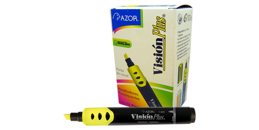 [539] Marcador Fluorescente Amarillo Caja con 12 Piezas Vision Plus  Drop 009