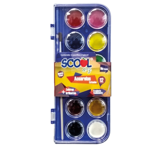 [18746] Acuarela/12 colores/Con Pincel/Semi Profesional/Drop 009