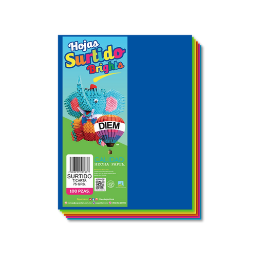 [17299] Papel Bright Carta Colores Surtidos Pqt 100 Hojas Drop 009