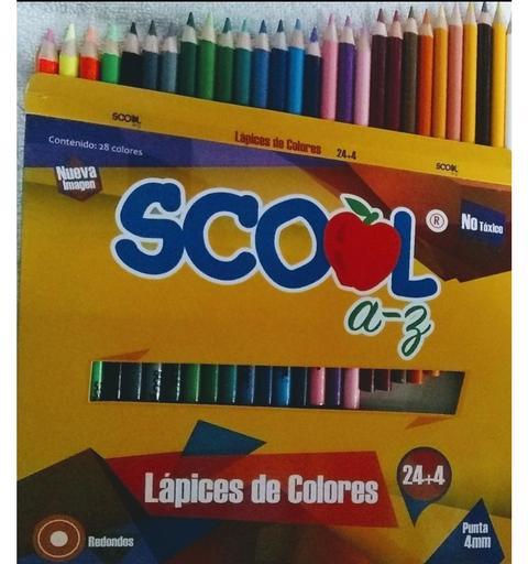 [594] Lápices De Colores Redondo 24+4 Colores Obsequio Drop 009